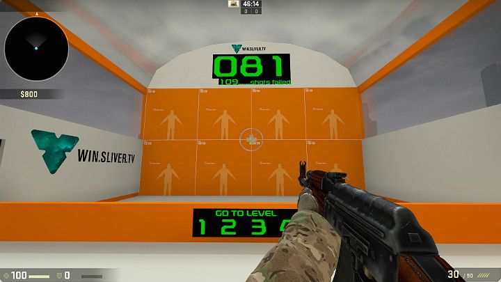 Po zdobyciu zadowalających rezultatów w pierwszym teście z panelu bocznego wybierz opcję Amount i ustaw liczbę celów na 50 lub 100 - Ustawienia myszy w CS GO - CS GO - poradnik do gry