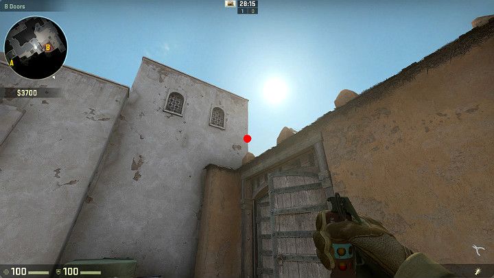 Zanim wejdziesz na miejsce podłożenia bomby B warto wrzucić tam granat błyskowo-hukowy i oślepić potencjalnego przeciwnika - Dust 2 | Mapy Turniejowe | CS GO - CS GO - poradnik do gry