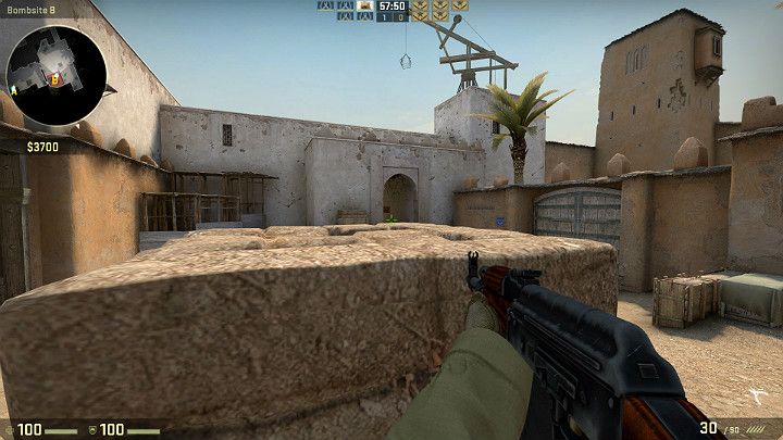 Gdy sojusznik się wyprostuje podskocz, aby odpowiednio się ustawić - Dust 2 | Mapy Turniejowe | CS GO - CS GO - poradnik do gry