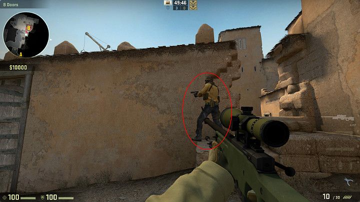 Poproś kolegę z drużyny, aby ustawił się we wskazanym miejscu i wskocz na jego barki przy zachowaniu szczególnej ostrożności - Dust 2 | Mapy Turniejowe | CS GO - CS GO - poradnik do gry