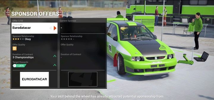 Przeglądaj oferty sponsorów - w niektórych przypadkach oferty są identyczne, możesz sugerować się wyglądem naklejek na pojeździe - Sponsorzy | Twój zespół w DiRT 4 - DiRT 4 - poradnik do gry