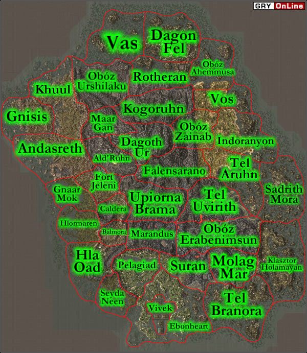 ALDRUHN: AldRuhn, Grobowiec Rodziny Fadathram, Odibaal, Posiadłość Indarys - Mapa Główna | Podstawy rozgrywki | The Elder Scrolls III: Morrowind - The Elder Scrolls III: Morrowind - poradnik do gry