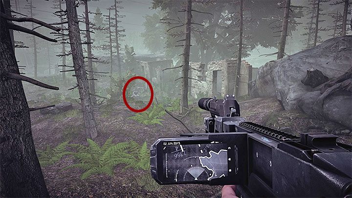 Przejście przez trzecią część bagien jest najbardziej kłopotliwe, gdyż w ostatnich ruinach roi się od wrogów i najbardziej problematyczny jest siedzący przeciwnik z powyższego obrazka - Cień wojownika | Osiągnięcia i trofea Get Even - Get Even - poradnik do gry