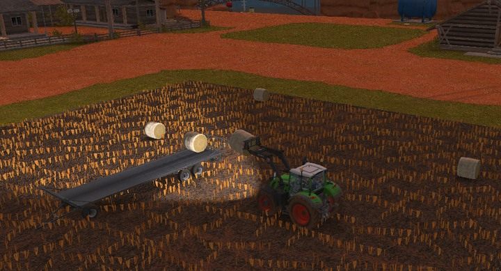 Ładowanie bel na naczepę jest całkiem przyjemne, możesz ich tam umieścić kilka warstw wysokości - Trawa, siano i kiszonka w Farming Simulator 18 | Dla początkujących - Farming Simulator 18 - poradnik do gry