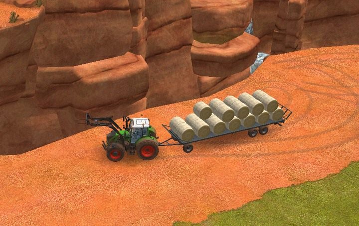 Zaczekaj z transportem bel, aż naczepa się zapełni, by nie jeździć kilka razy w jedno miejsce - Prace na łąkach w Farming Simulator 18 | Maszyny - Farming Simulator 18 - poradnik do gry