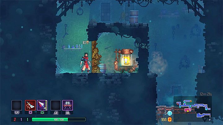 Drugi sposób to zniszczenie złotych drzwi prowadzących do jakiegoś skarbu - przykładową tego typu lokację prezentuje obrazek - Absolution - trofeum w Dead Cells - Dead Cells - poradnik do gry