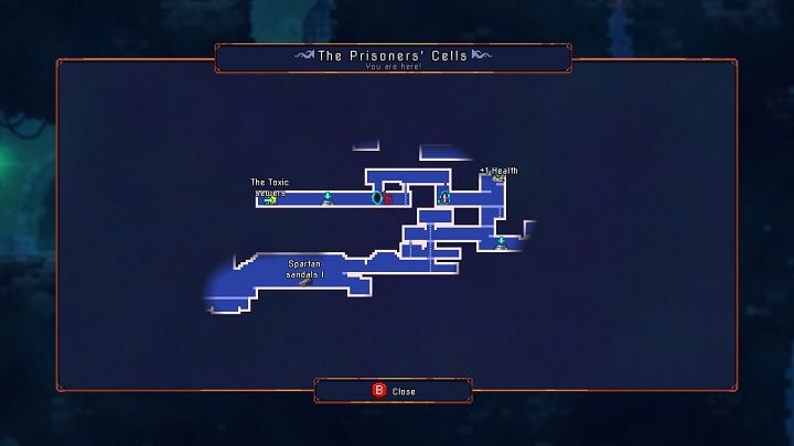 W tym przypadku mowa o pełnej mapie obszaru, a nie jej pomniejszonej wersji, którą zobaczysz w prawym dolnym rogu ekranu - Czego nie robić w Dead Cells? | Jak zacząć? - Dead Cells - poradnik do gry