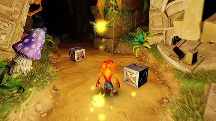 Najtrudniejsza jest końcowa część opisywanego poziomu, a konkretnie obszar z powyższego obrazka - Totally Fly | Crash Bandicoot 2 - ukryty poziom | Crash N. Sane Trilogy - Crash Bandicoot N. Sane Trilogy - poradnik do gry