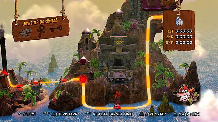 Jaws of Darkness to jeden z etapów wyspy Cortex Island (powyższy obrazek) - Cortexs Terrifying Trial | Crash Bandicoot - Trofea - Crash Bandicoot N. Sane Trilogy - poradnik do gry