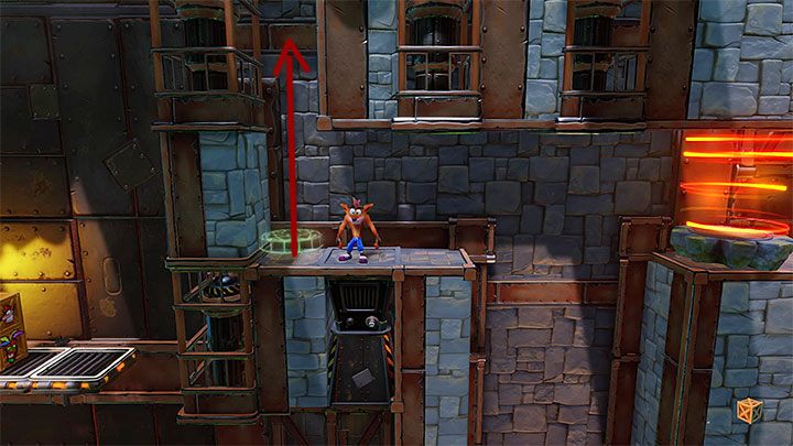 Tuż po rozpoczęciu tego etapu znajdziesz się obok pokazanego na obrazku miejsca gdzie możliwe jest umieszczenie zielonego klejnotu - Castle Machinery | Cortex Island | Opis przejścia | Crash N. Sane Trilogy - Crash Bandicoot N. Sane Trilogy - poradnik do gry