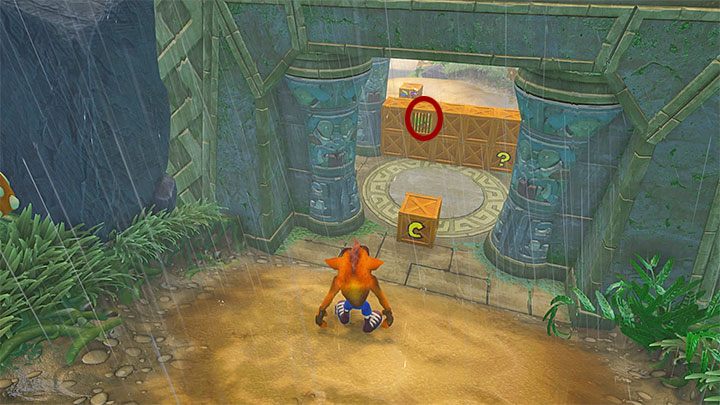 Główna ścieżka zaprowadzi Cię do pokazanej na powyższym obrazku wieży z drewnianych skrzyń - Turtle Woods | Jungle Warp Room | Opis przyjścia | Crash N. Sane Trilogy - Crash Bandicoot N. Sane Trilogy - poradnik do gry