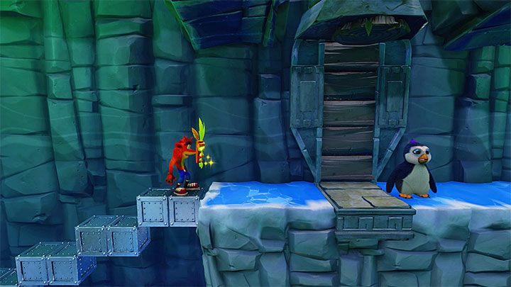 Powróć do metalowej skrzyni, na której wcześniej znajdował się wykrzyknik - Snow Go | Jungle Warp Room | Opis przyjścia | Crash Bandicoot N. Sane Trilogy - Crash Bandicoot N. Sane Trilogy - poradnik do gry