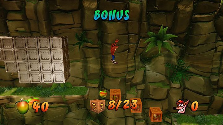 Po kilku chwilach dotrzesz do płyty z pytajnikiem i ustawienie się na niej przeniesie Cię do bonusowej rundy - The Pits | Jungle Warp Room | Opis przyjścia | Crash Bandicoot N. Sane Trilogy - Crash Bandicoot N. Sane Trilogy - poradnik do gry