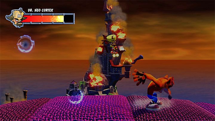 Unikaj wolno przelatujących niebieskich pocisków - Dr. Neo Cortex (finałowy boss) | Crash Bandicoot - walki z bossami - Crash Bandicoot N. Sane Trilogy - poradnik do gry