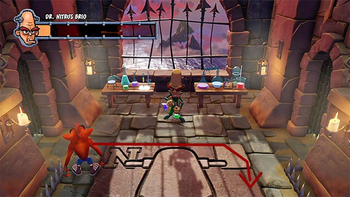 Co do fioletowych mikstur, jedyną taktyką działania jest unikanie kontaktu z nimi gdy są one jeszcze w locie oraz obszarów, w których zderzą się z ziemią i wybuchną - Nitrus Broken | Crash Bandicoot - Trofea - Crash Bandicoot N. Sane Trilogy - poradnik do gry