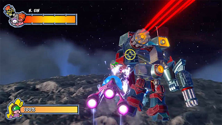 Dwa pozostałe komponenty zamontowane na mechu Nitrusa to boczne działka laserowe - Dr. Nitrus Gin | Crash Bandicoot 3 | Walki z bossami - Crash Bandicoot N. Sane Trilogy - poradnik do gry