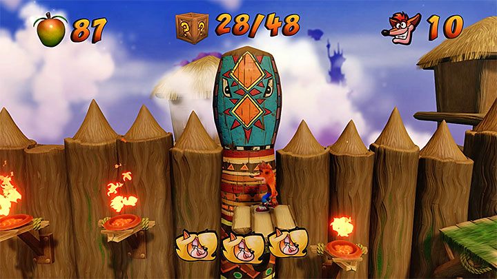 Najtrudniejszy moment tego etapu czeka Cię tuż po odblokowaniu pokazanego na dołączonym obrazku ostatniego punktu kontrolnego - Native Fortress | Crash Bandicoot - N. Sanity Island - Crash Bandicoot N. Sane Trilogy - poradnik do gry