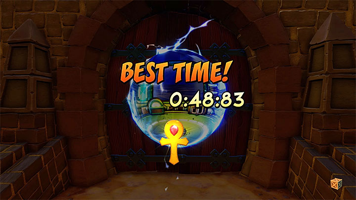 W celu odblokowania sobie dostępu do piwnicy musisz zdobyć co najmniej 5 reliktów i dla przypomnienia są one przyznawane za zaliczanie prób czasowych w głównych etapach (za wyjątkiem pojedynków z bossami) - Poziomy 26-30 | Ukryte poziomy | Crash Bandicoot 3 | Crash N. Sane Trilogy - Crash Bandicoot N. Sane Trilogy - poradnik do gry