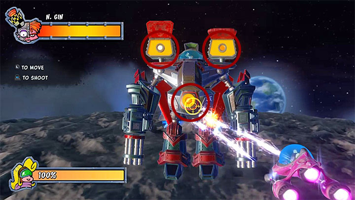 W celu zaliczenia pierwszej z dwóch części pojedynku z doktorem Nitrusem Ginem musisz zniszczyć pięć różnych komponentów zamontowanych na jego mechu - Mech Wrecked, Again! | Crash Bandicoot 3 | Trofea - Crash Bandicoot N. Sane Trilogy - poradnik do gry