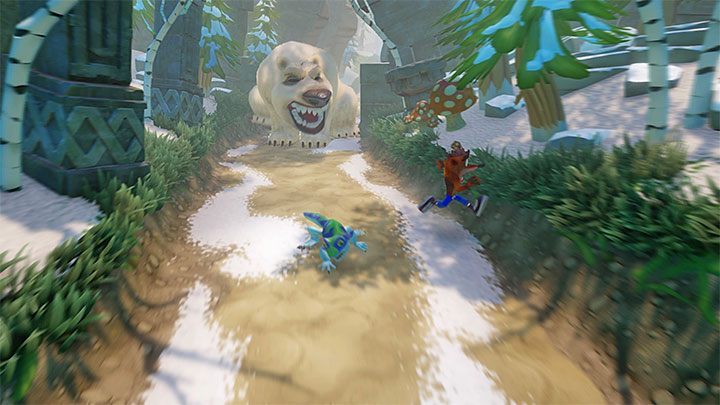 Pierwsza scena ucieczki rozpocznie się od razu po wyjściu na otwartą przestrzeń - Un-Bearable | Sewer Warp Room | Opis przejścia | Crash Bandicoot N. Sane Trilogy - Crash Bandicoot N. Sane Trilogy - poradnik do gry