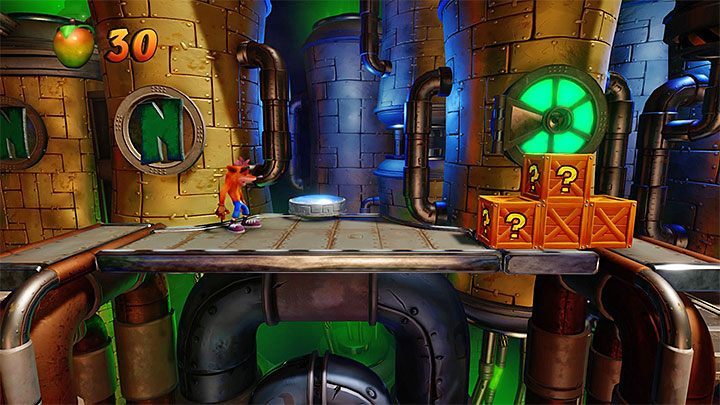 Bardzo szybko dotrzesz w pokazane na obrazku miejsce - Spaced Out | Hight-Tech Warp Room | Opis przejścia | Crash N. Sane Trilogy - Crash Bandicoot N. Sane Trilogy - poradnik do gry