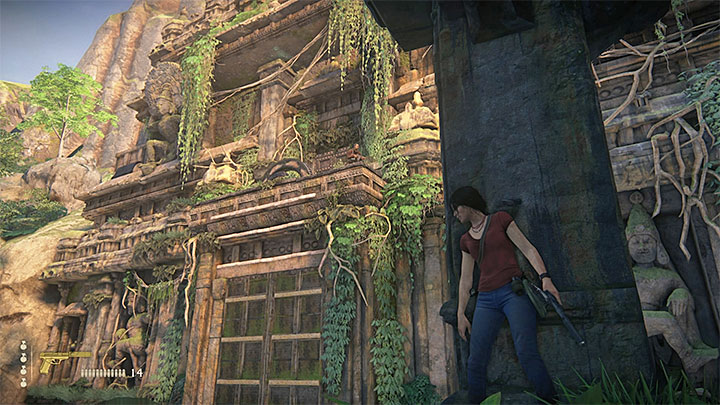 Jeden z przeciwników obserwuje okolicę z wysokiego muru - 3 - Powrót do korzeni | Opis przejścia Uncharted Zaginione Dziedzictwo - Uncharted: Zaginione Dziedzictwo - poradnik do gry