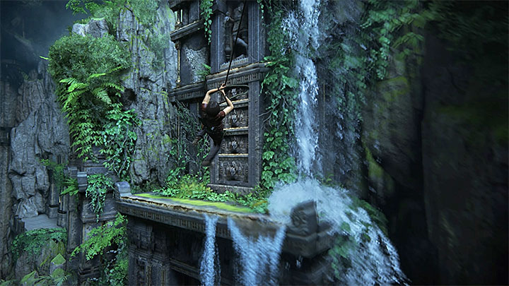 Użyj linki z hakiem żeby dotrzeć do półki z nowymi krawędziami pozwalającymi na dalszą wspinaczkę - 7 - Przeprawa przez początkową część Belur - Zaginione dziedzictwo - Uncharted: Zaginione Dziedzictwo - poradnik do gry