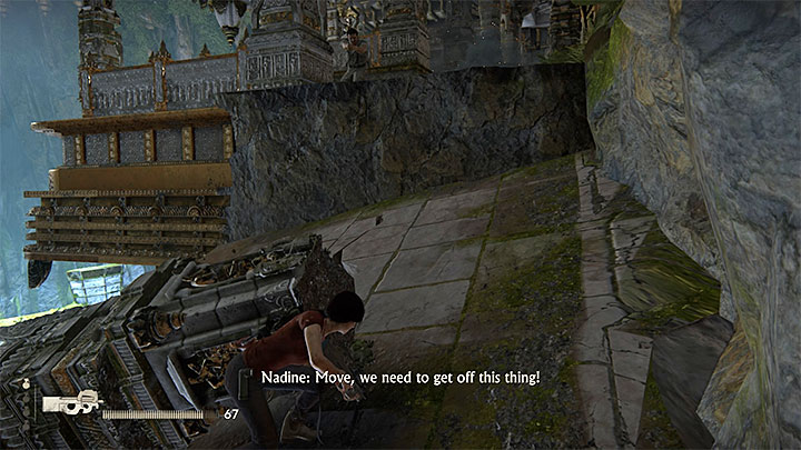 Załączy się scenka przerywnikowa i tuż po obejrzeniu jej zmuszony zostaniesz do opuszczenia tej lokacji i eliminowania wszystkich napotykanych po drodze ludzi Asava - 7 - Rozwiązanie zagadki z pryzmatem | Opis przejścia - Uncharted: Zaginione Dziedzictwo - poradnik do gry