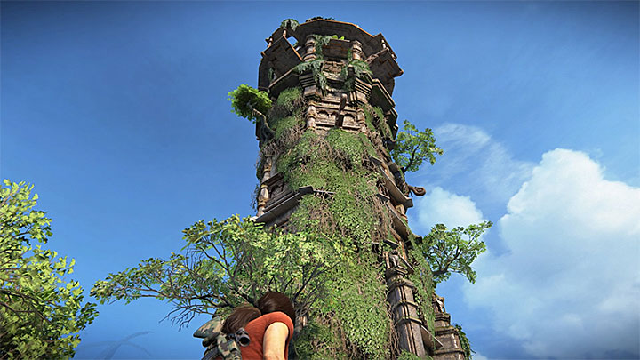 Jednym z opcjonalnych zadań jest zbadanie wieży znajdującej się w centralnej części Ghatów i zaznaczonej na podręcznej mapie Chloe od samego początku rozdziału - 4 - Ghaty Zachodnie - Mapa | Opis przejścia Uncharted Zaginione Dziedzictwo - Uncharted: Zaginione Dziedzictwo - poradnik do gry