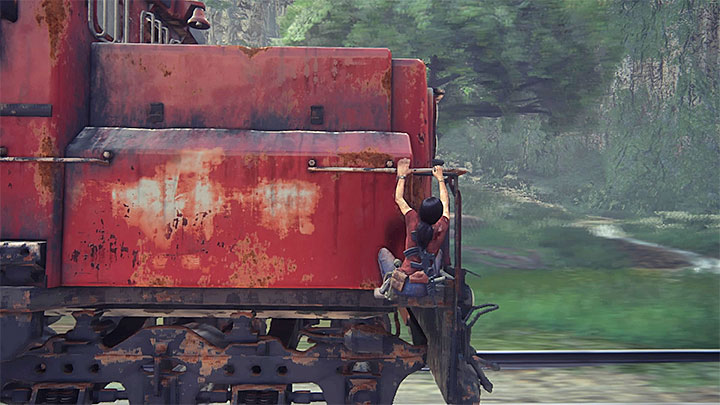 Przemieszczaj się po wystających elementach lokomotywy aż dotrzesz na jej dach - 9 - Ostatnia stacja - End of the Line | Opis przejścia - Uncharted: Zaginione Dziedzictwo - poradnik do gry