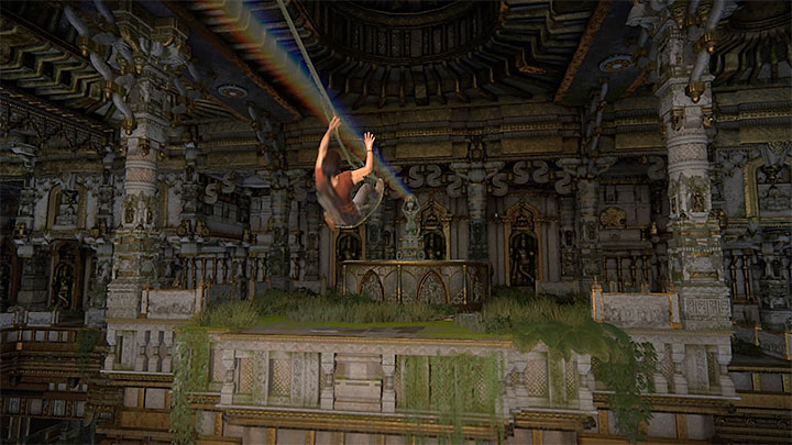 Do miejsca rozwiązywania zagadki dotrzesz tuż po uruchomieniu wszystkich wodospadów przy gigantycznym posągu Shivy - Jak rozwiązać zagadkę z pryzmatem i lustrami w rozdziale 7? | FAQ - Uncharted: Zaginione Dziedzictwo - poradnik do gry