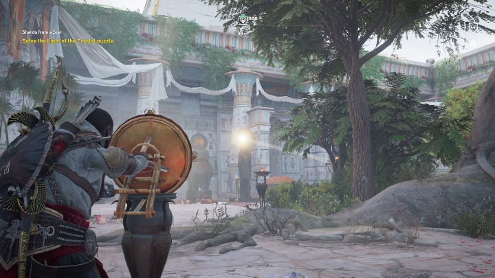 Za pomocą luster ustaw promień światła tak, aby był na najbardziej wewnętrznym pomniku - Okruchy gwiazdy | Zadanie poboczne | Solucja - Assassins Creed Origins - poradnik do gry