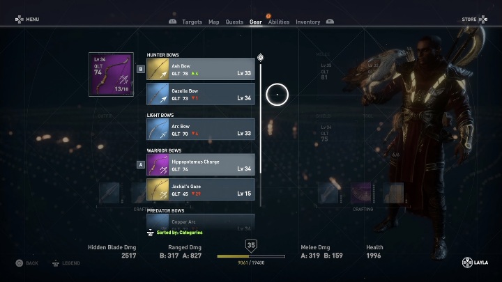 Podczas naciągania łuku i wymierzania strzału nad przeciwnikiem pojawia się znak ukazujący ile ten cios zabierze mu punktów zdrowia - Walka w Assassins Creed Origins - Assassins Creed Origins - poradnik do gry