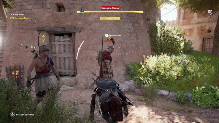 Oczyszczenie obozu ułatwi ci wypuszczenie lwa, którego żołnierze trzymają w klatce - Memfis Zadania poboczne, mapa, questy | Solucja Assassins Creed Origins - Assassins Creed Origins - poradnik do gry
