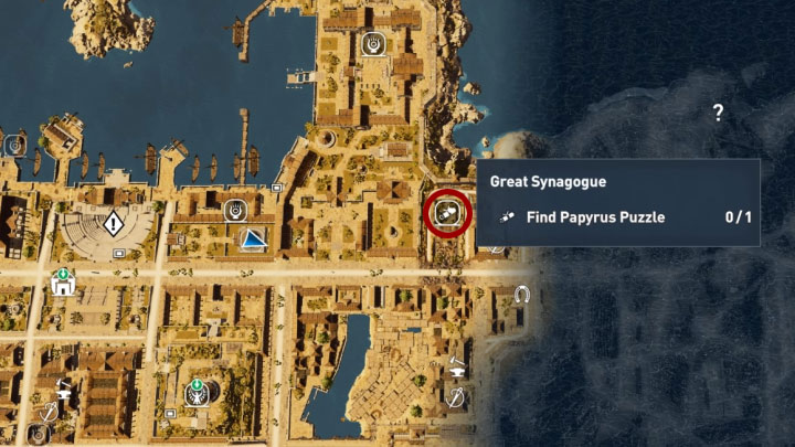 Papirus ten odnajduje się w lokacji Great Synagogue w prowincji Alexandria - Papirusy w Aleksandrii | Assassins Creed Origins - Assassins Creed Origins - poradnik do gry