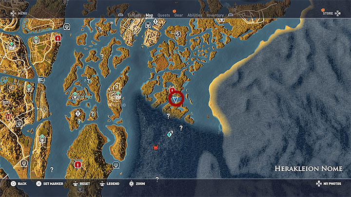 Na poszukiwania skarbu wyrusz do południowo-wschodniego narożnika prowincji Herakleion Nome - Papirusy w Herakleion Nome | Assassins Creed Origins - Assassins Creed Origins - poradnik do gry
