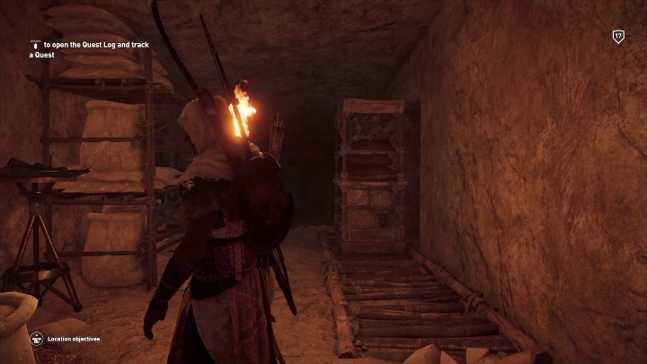 W pomieszczeniu po prawej stronie zobaczysz drewnianą półkę - Grobowiec Dżesera - Tomb of Djoser | Nom Sakkara - Saqqara Nome | Grobowce - Assassins Creed Origins - poradnik do gry