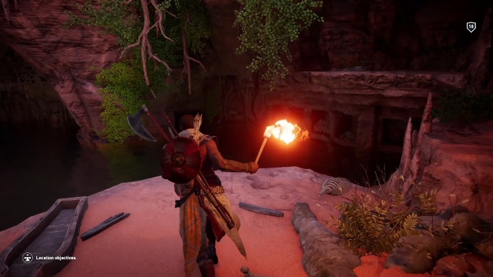 Gdy dotrzesz do zbiornika wodnego zanurkuj - Grobowiec Nomadów - Tomb of the Nomads | Odosobniona pustynia | Grobowce - Assassins Creed Origins - poradnik do gry