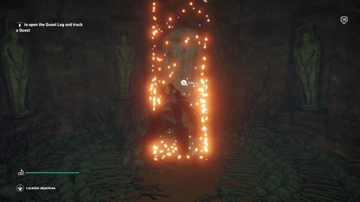 Tablica znajduje się na dnie w prawym rogu zbiornika - Grobowiec Nomadów - Tomb of the Nomads | Odosobniona pustynia | Grobowce - Assassins Creed Origins - poradnik do gry