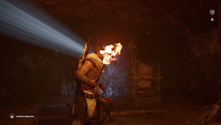 Przesuń półkę tak, aby światło mogło się od niej odbić - Złoty Grobowiec - Golden Tomb | Odosobniona pustyni| Grobowce | AC Origins - Assassins Creed Origins - poradnik do gry