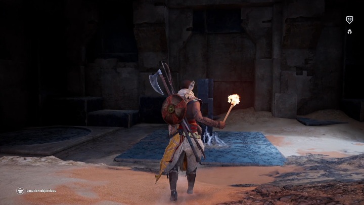 Na samym dole znajduje się mechanizm - Złoty Grobowiec - Golden Tomb | Odosobniona pustyni| Grobowce | AC Origins - Assassins Creed Origins - poradnik do gry