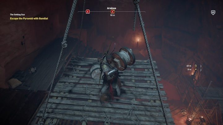Gamilat zostanie na platformie oznaczonej na niebiesko - Ucieczka z piramidy wraz z Gamilatem (quest O zachodzie słońca) - Assassins Creed Origins - poradnik do gry