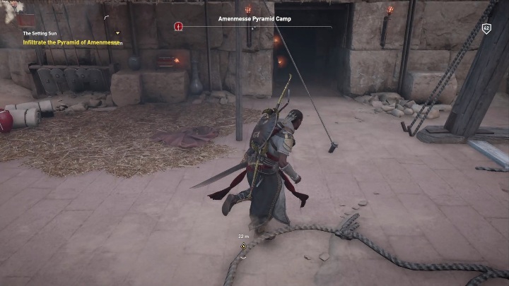 Na środku budowy piramidy znajduje się wejście do jaskini - O zachodzie słońca | Zadania główne | Solucja - Assassins Creed Origins - poradnik do gry