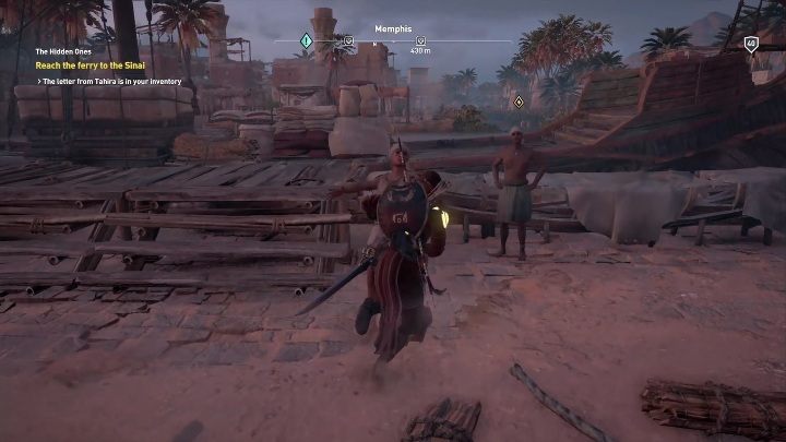 Rozpoczynasz tę misję od rozmowy z mężczyzną - Nadciągające zagrożenie i Turkusowa Kraina | Zadania główne | Solucja - Assassins Creed Origins - poradnik do gry