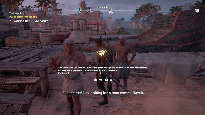 Pierwszy quest Nadciągające zagrożenie (The Hidden Ones) będzie wymagać od ciebie 38 lvl - Jak zacząć AC Origins The Hidden Ones? - Assassins Creed Origins - poradnik do gry