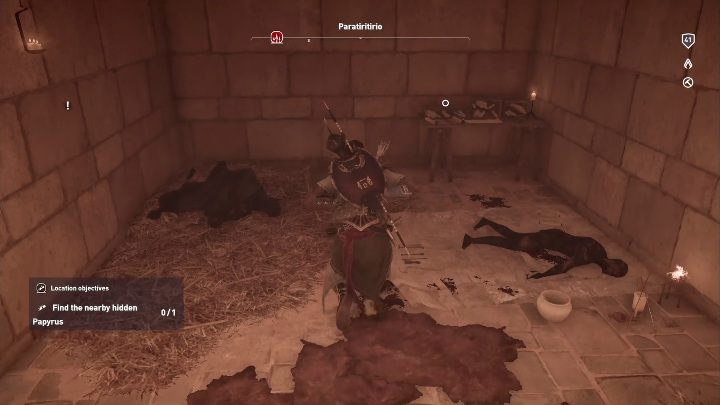 Aby zdobyć ten papirus musisz wejść do budynku i za pomocą ciężkiej broni rozbić deski w podłodze - Papirusy Klysma Nome | Papirusy w The Hidden Ones - Assassins Creed Origins - poradnik do gry