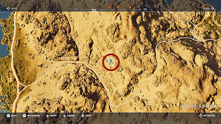 Przenieś się do prowincji Haueris Nome, a konkretnie do punktu widokowego-piramidy, który znajduje się w jej zachodniej części - Papirusy w Faiyum | Assassins Creed Origins - Assassins Creed Origins - poradnik do gry