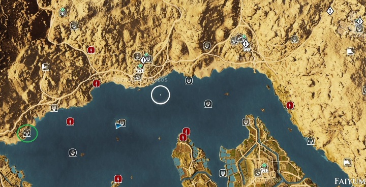 Drugi kamienny krąg znajdujący się w dzielnicy Faiyum jest położony na zachodnim brzegu lokacji - Kamienne kręgi w Assassins Creed Origins - Assassins Creed Origins - poradnik do gry