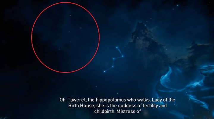 Od miejsca gdzie pojawi się na niebie twój gwiazdozbiór musisz przesunąć go w górę, a potem delikatnie obrócić w lewo - Kamienne kręgi w Assassins Creed Origins - Assassins Creed Origins - poradnik do gry