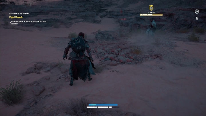 W zadaniu Shadows of the Scarab po zabiciu dwóch przeciwników musisz udać się na pustynię - Klysma Nome | Zadania poboczne | Solucja - Assassins Creed Origins - poradnik do gry